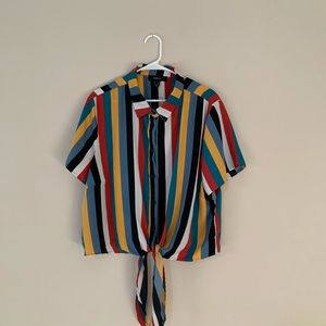 Forever 21 Multicolored Button Down Crop Top